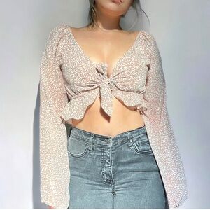 Princess Polly Blush Tie-Front Blouse